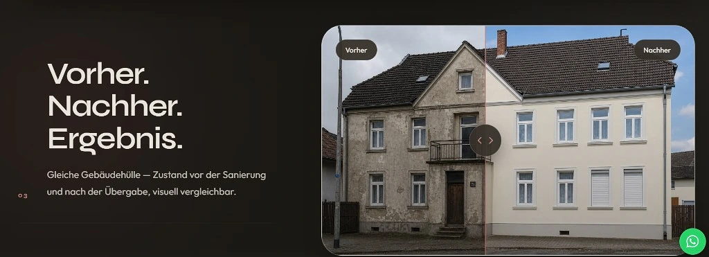 Baubetrieb Baybarz GmbH — Vorher-Nachher-Slider zur Sanierung
