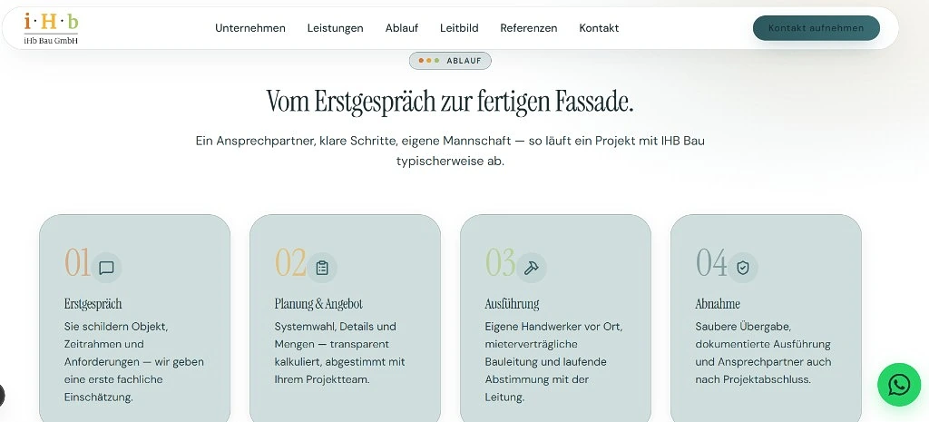 IHB Bau GmbH — Ablauf vom Erstgespräch zur fertigen Fassade